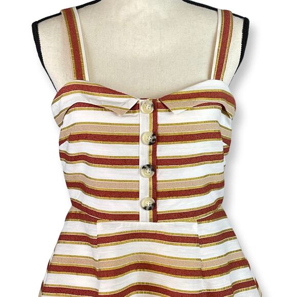 Mi Ami Retro Striped Sleeveless Fit and Flare Knee Length Dress Lined Medium - Picture 2 of 7